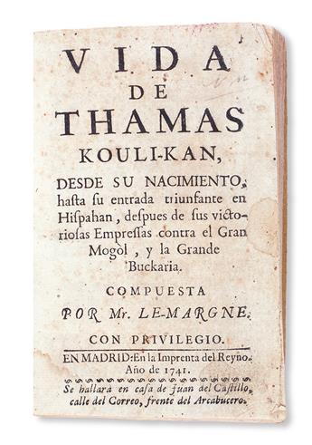 TRAVEL  MAÑER, SALVADOR JOSÉ.  Vida de Thamas Kouli-Kan.  1741